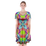 Farbenpracht Kaleidoscope Pattern Short Sleeve V-neck Flare Dress