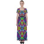 Farbenpracht Kaleidoscope Pattern High Waist Short Sleeve Maxi Dress