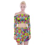 Farbenpracht Kaleidoscope Pattern Off Shoulder Top with Mini Skirt Set