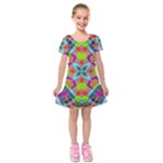 Farbenpracht Kaleidoscope Pattern Kids  Short Sleeve Velvet Dress