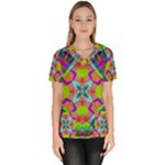 Farbenpracht Kaleidoscope Pattern Women s V-Neck Scrub Top