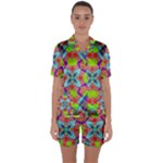 Farbenpracht Kaleidoscope Pattern Satin Short Sleeve Pajamas Set