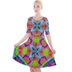 Farbenpracht Kaleidoscope Pattern Quarter Sleeve A-Line Dress