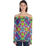Farbenpracht Kaleidoscope Pattern Off Shoulder Long Sleeve Top