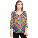 Farbenpracht Kaleidoscope Pattern Chiffon Quarter Sleeve Blouse