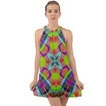 Farbenpracht Kaleidoscope Pattern Halter Tie Back Chiffon Dress
