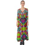 Farbenpracht Kaleidoscope Pattern Button Up Boho Maxi Dress
