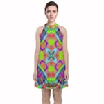 Farbenpracht Kaleidoscope Pattern Velvet Halter Neckline Dress 