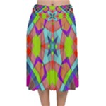 Farbenpracht Kaleidoscope Pattern Velvet Flared Midi Skirt