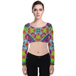 Farbenpracht Kaleidoscope Pattern Velvet Long Sleeve Crop Top