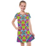 Farbenpracht Kaleidoscope Pattern Kids  Cross Web Dress