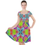 Farbenpracht Kaleidoscope Pattern Cap Sleeve Midi Dress
