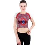 Tile Pattern Background Image Crew Neck Crop Top