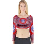 Tile Pattern Background Image Long Sleeve Crop Top