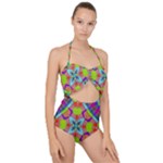 Farbenpracht Kaleidoscope Pattern Scallop Top Cut Out Swimsuit