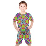 Farbenpracht Kaleidoscope Pattern Kids  T-Shirt and Shorts Set