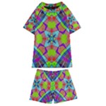 Farbenpracht Kaleidoscope Pattern Kids  Swim T-Shirt and Shorts Set