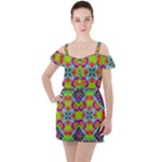 Farbenpracht Kaleidoscope Pattern Ruffle Cut Out Chiffon Playsuit
