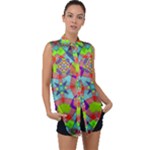 Farbenpracht Kaleidoscope Pattern Sleeveless Chiffon Button Shirt