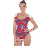 Tile Pattern Background Image Short Sleeve Leotard 