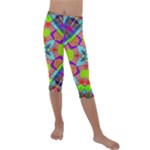 Farbenpracht Kaleidoscope Pattern Kids  Lightweight Velour Capri Leggings 