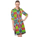 Farbenpracht Kaleidoscope Pattern Long Sleeve Mini Shirt Dress