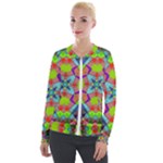 Farbenpracht Kaleidoscope Pattern Velvet Zip Up Jacket