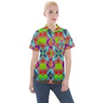 Farbenpracht Kaleidoscope Pattern Women s Short Sleeve Pocket Shirt