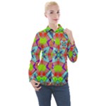 Farbenpracht Kaleidoscope Pattern Women s Long Sleeve Pocket Shirt