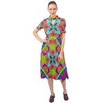 Farbenpracht Kaleidoscope Pattern Keyhole Neckline Chiffon Dress