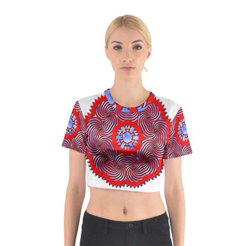 Tile Pattern Background Image Cotton Crop Top from ArtsNow.com