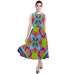 Farbenpracht Kaleidoscope Pattern Round Neck Boho Dress