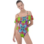 Farbenpracht Kaleidoscope Pattern Frill Detail One Piece Swimsuit
