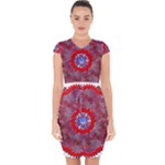 Tile Pattern Background Image Capsleeve Drawstring Dress 