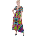 Farbenpracht Kaleidoscope Pattern Button Up Short Sleeve Maxi Dress