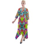 Farbenpracht Kaleidoscope Pattern Quarter Sleeve Wrap Front Maxi Dress