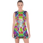 Farbenpracht Kaleidoscope Pattern Lace Up Front Bodycon Dress