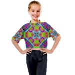 Farbenpracht Kaleidoscope Pattern Kids Mock Neck T-Shirt