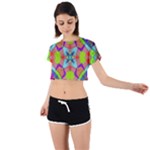 Farbenpracht Kaleidoscope Pattern Tie Back Short Sleeve Crop T-Shirt