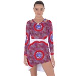 Tile Pattern Background Image Asymmetric Cut-Out Shift Dress
