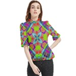 Farbenpracht Kaleidoscope Pattern Frill Neck Blouse