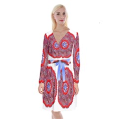 Long Sleeve Velvet Front Wrap Dress 