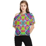 Farbenpracht Kaleidoscope Pattern One Shoulder Cut Out T-Shirt