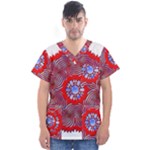 Tile Pattern Background Image Men s V-Neck Scrub Top