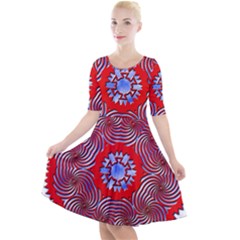 Quarter Sleeve A-Line Dress 