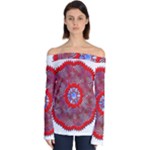 Tile Pattern Background Image Off Shoulder Long Sleeve Top