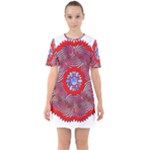 Tile Pattern Background Image Sixties Short Sleeve Mini Dress