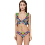Farbenpracht Kaleidoscope Pattern Low Cut Ruffle Edge Bikini Set