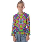 Farbenpracht Kaleidoscope Pattern Kids  Frill Detail T-Shirt