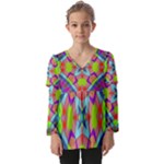 Farbenpracht Kaleidoscope Pattern Kids  V Neck Casual Top